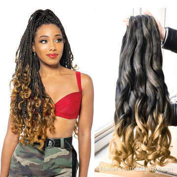 Synthetic Braiding Hair  Pre-Looped Natural Black Deep Wave Crochet Hair Extensions 20 Inch Loose Curl  Wave Crochet Braids